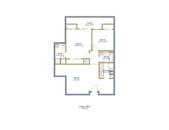 Floor Plan  Monarch Terrace two bedroom two bathroom floor plan