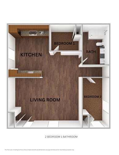Floor Plan  Village at Chowchilla two bedroom one bathroom floorplan