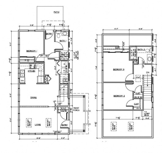 Floor Plan  Fawcett Apartments 3 bedroom 2 bathroom floor plan