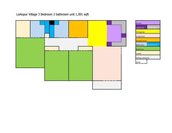 Floor Plan  Larkspur Village three bedroom floorplan