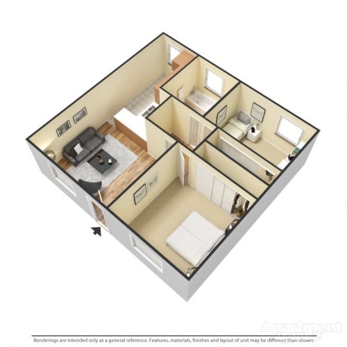 Floor Plan  Capistrano Gardens 2 bed 1 bath floor plan