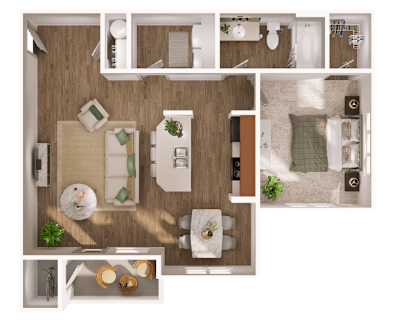Floor Plan  Copper Platte One Bedroom Floorplan