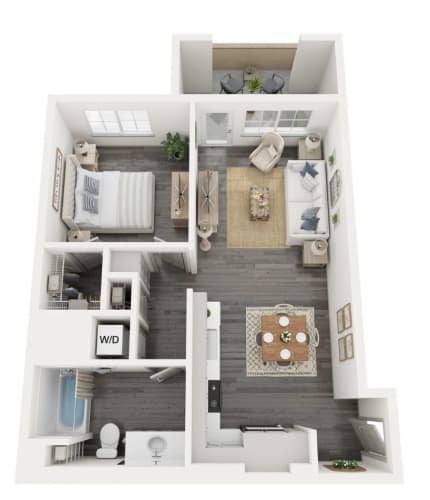 Floor Plan  Amelia One bedroom one bathroom B2 floorplan- 652-663 sq ft