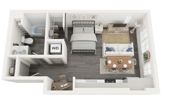 Floor Plan  Amelia Studio A1 floorplan- 493 sq ft