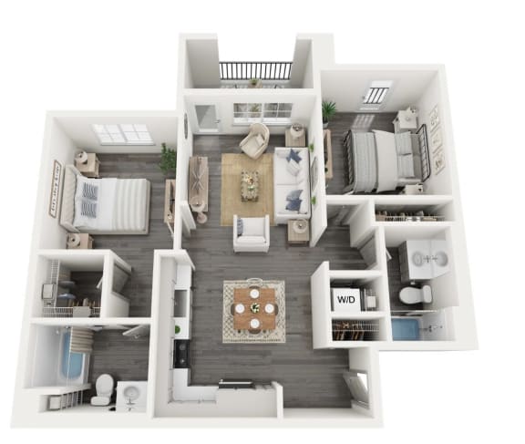 Floor Plan  Amelia Two bedroom two bathroom C3 floorplan- 911 sq ft