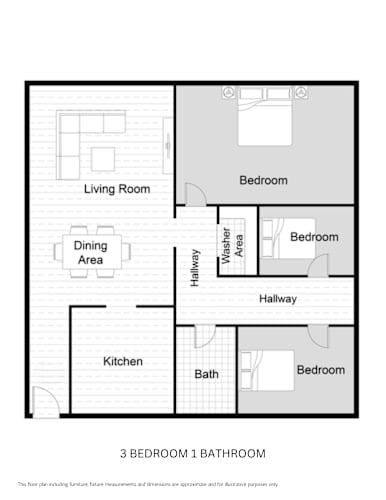 Floor Plan  Avaire three bedroom one bathroom floor plan