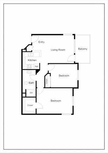 Floor Plan  A black and white image of a house floor plan.