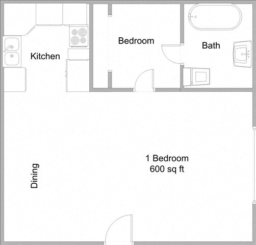 Floor Plan  Millennium Apartments 1 Bedroom Floor Plan
