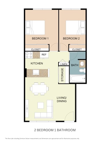 Floor Plan  Cambridge Park two bedroom one bathroom floor plan