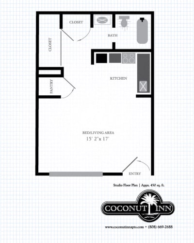 Floor Plan  Coconut Inn studio floor plan