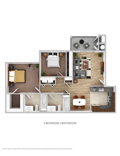 Floor Plan  Creekside Village two bedroom two bathroom floorplan