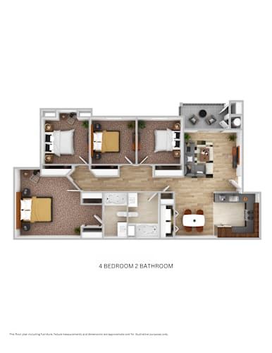Floor Plan  Creekside Village four bedroom two bathroom floorplan