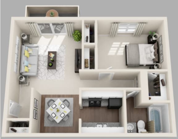 Floor Plan  El Castillo Apartments One Bedroom One Bathroom floor plan