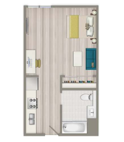Floor Plan  A drawing of a bathroom with a toilet, sink, and bathtub.