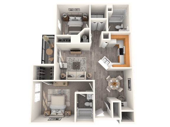 Floor Plan  Country Ranch two bedroom two bathroom garden floorplan