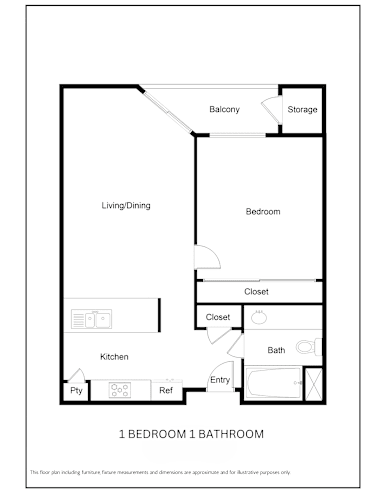 Floor Plan  Hacienda Senior Villas One Bedroom Floorplan