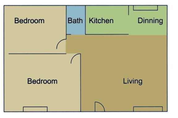 Floor Plan  Heritage Park At Monrovia 2 bedroom 1 bathroom floorplan- 900 sq ft
