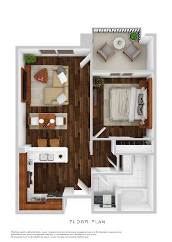 Floor Plan  Heritage Park at Hilltop 1x1 3D floor plan