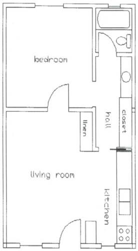 Floor Plan  Kensington One Bedroom One Bathroom Floorplan