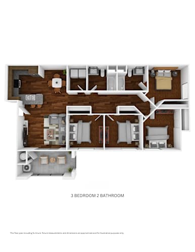 Floor Plan  Liberty Family Apartments four bedroom two bathroom floor plan