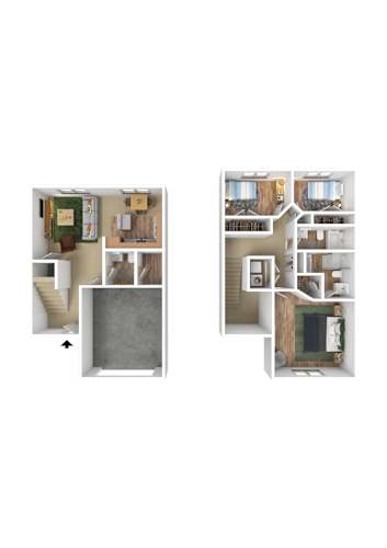 Floor Plan  Logan Gateway three bedroom townhouse floor plan