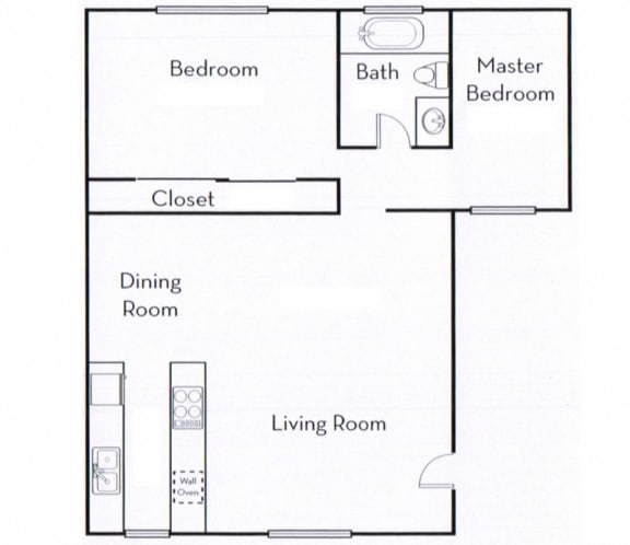 Floor Plan  Ocean View Townhomes 2 Bedroom 1 Bath floor plan
