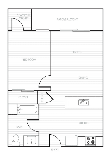 Floor Plan  Park City View One Bedroom Floorplan