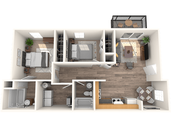 Floor Plan  Bull Run two bedroom two bathroom floorplan
