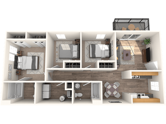 Floor Plan  Bull Run three bedroom two bathroom floorplan