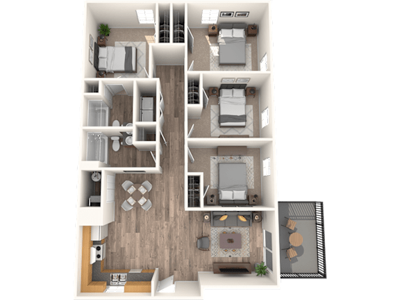 Floor Plan  Bull Run four bedroom two bathroom floorplan