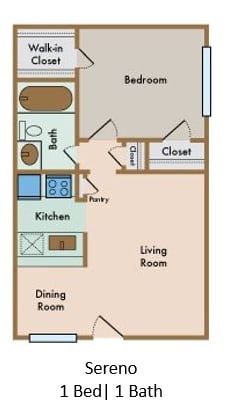 Floor Plan  LaVita on Lovers Lane 1 bedroom 1 bathroom floor plan
