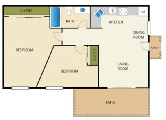 Floor Plan  a floor plan of a house with a kitchen and a living room