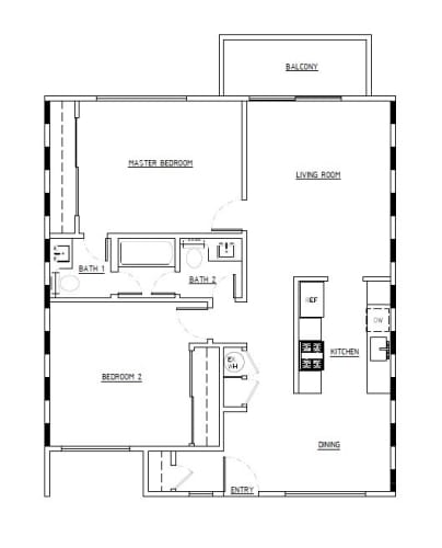 Floor Plan  The Highlands Two Bedroom Floorplan Type C