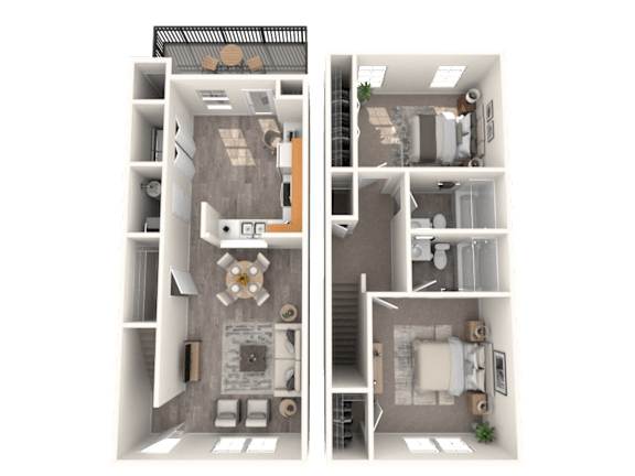 Floor Plan  Country Ranch two bedroom two bathroom townhome floorplan