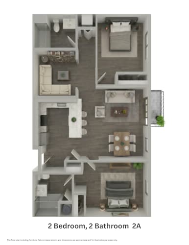 Floor Plan  El Jardin Two Bedroom with Den Unit Type A floor plan