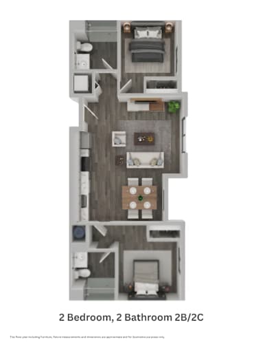 Floor Plan  El Jardin Two Bedroom Two Bathroom 2B and 2C floor plan