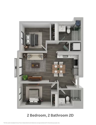 Floor Plan  El Jardin two bedroom two bathroom unit type 2D market floor plan