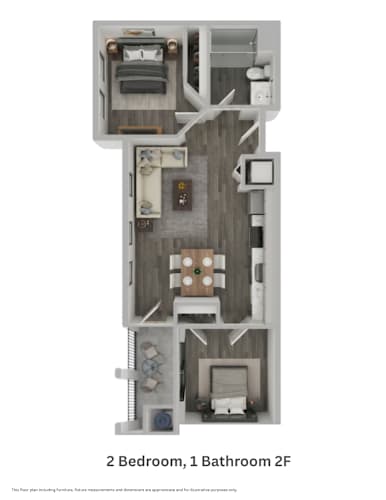 Floor Plan  El Jardin Two bedroom one bathroom 2F floor plan