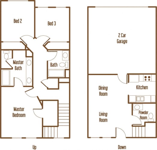 Floor Plan  Parkside Villas 3 bedroom 2.5 bathroom floor plan