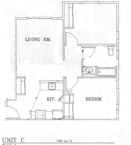 Floor Plan  VasaCreekWoods_UnitCandC2_2Bed1Bath_740sqft(1)