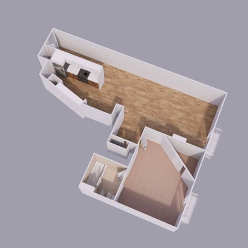 Floor Plan  a sqm studio apartment completed by industry