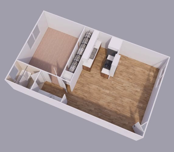 Floor Plan  a small apartment with a wooden floor royalty free 3d model preview no. 1