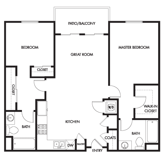 Floor Plan  YOLO East two bedroom two bath floor plan