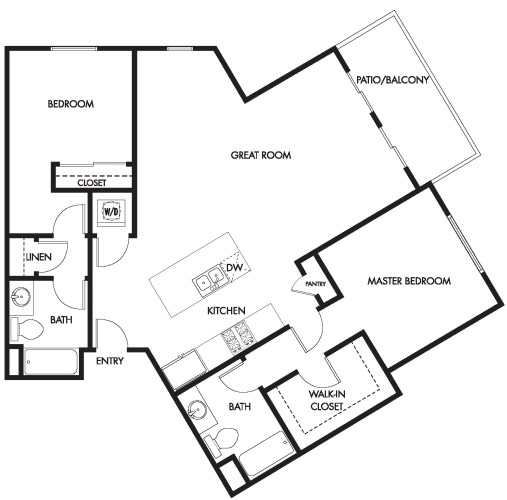Floor Plan  YOLO East two bedroom two bath floor plan