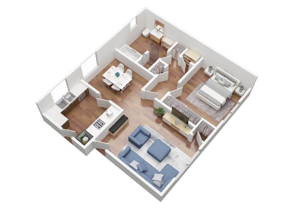 Floor Plan  1 bedroom floorplan 3D