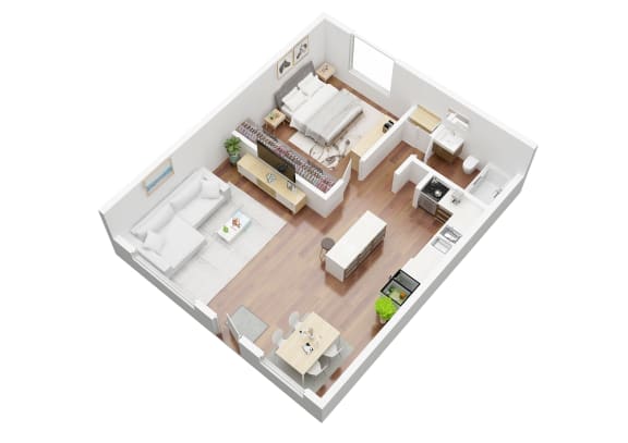 Floor Plan  Chadron Apartments Stilman 1 bedroom floorplan 3d