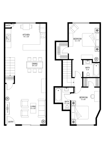 Floor Plan  2 Bedroom Townhouse Crenshaw Townhouses