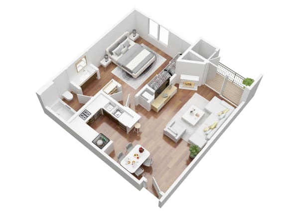 Floor Plan  1 Bedroom floorplan 3D