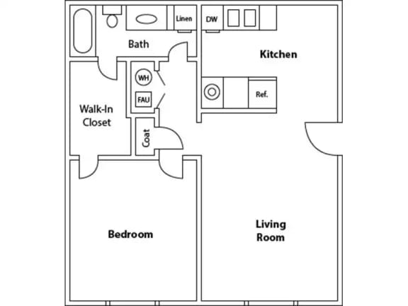 Floor Plan  Los Feliz Bliss Apartments Floor Plan 1 Bedroom 1 Bath B at Los Feliz, California, 90027