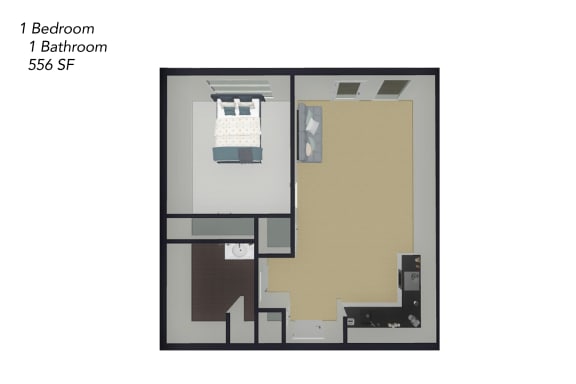 Floor Plan  1 Bedroom, 1 Bathroom